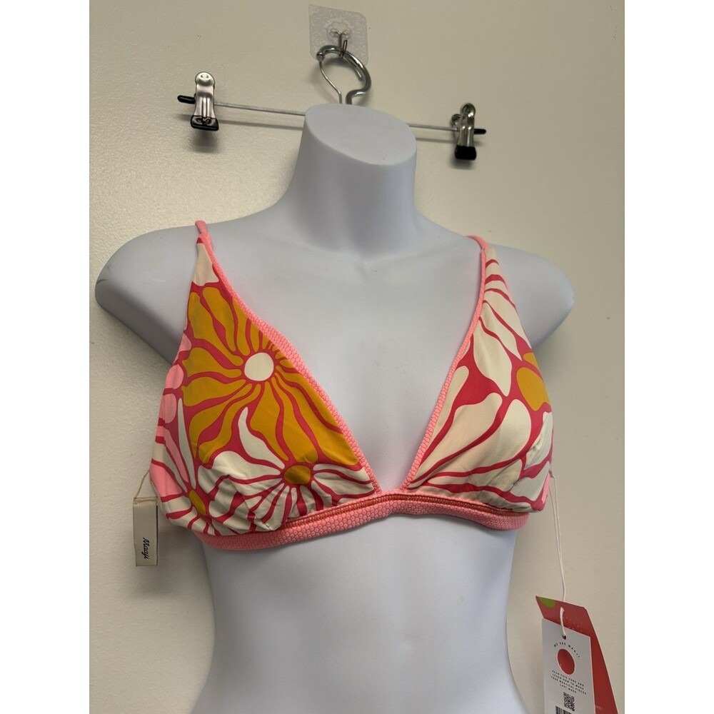 Maaji Women’s XL Ivy-flirt Reversible Bikini Swim Top - Coral & Tropical Orange